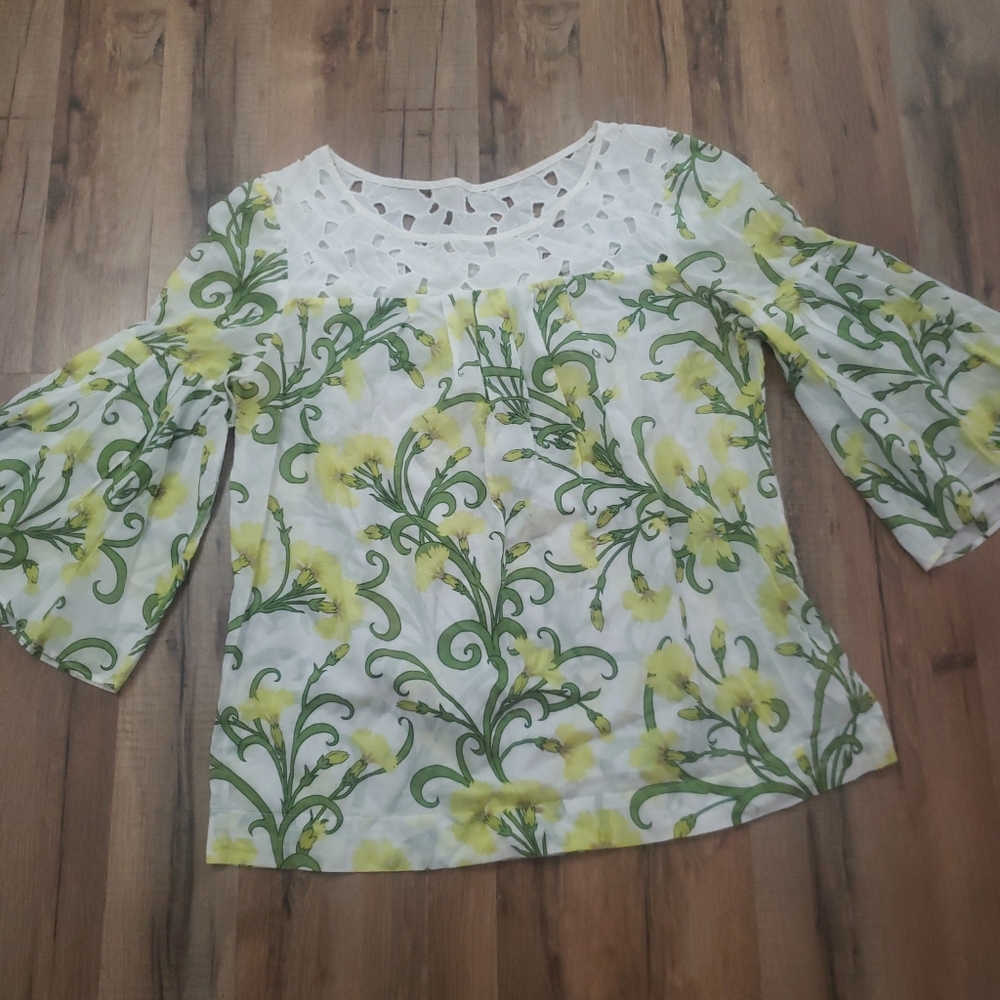 Hd in Paris yellow floral Top  anthropologie